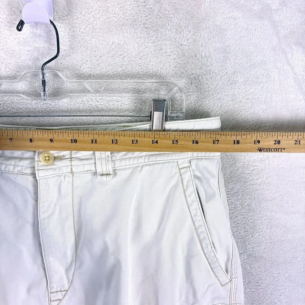 VTG Polo Ralph Lauren Cargo Shorts Mens 34 White Y2K Preppy Baggy Skate Military